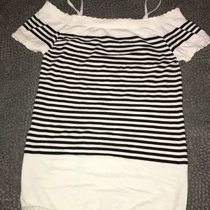 Black and white off the shoulder top